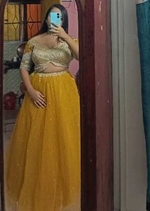 Yellow Sequin Lehenga Choli
