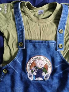 Denim Dungaree Set with T-shirt