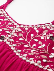 Floral Embroidered Anarkali Kurta With Dupatta