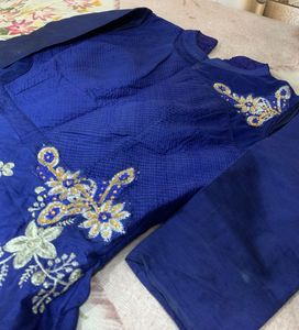 Elegant Blue Embroidered Anarkali Dress