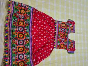 Red Embroidered Girls Dress