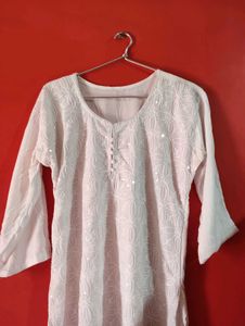 Soft Rayon White Chikankari Kurti
