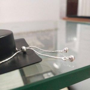 Pure Silver PinkCZ❤️Stone Adjustable Hand Bracelet