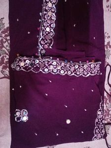 Purple Partywear Saree With Blouse