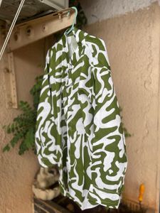 Green and White Patterned Shirt