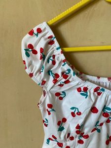 Cherry Print Crop Top