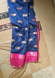 Elegant Blue &amp; Pink Saree