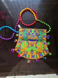 Handmade Embroidered Peacock Purse