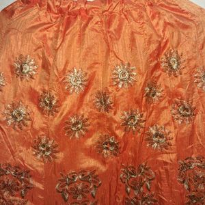 Orange & Gold Embroidered Skirt
