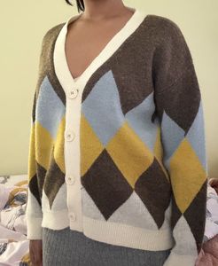 Argyle Knit Cardigan