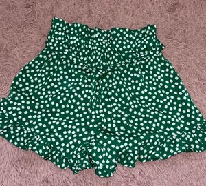 Floral Green Ruffle Shorts
