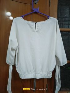 Round Neck Off White Crop Top