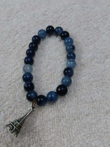 Bracelet Eiffel Tower blue beaded
