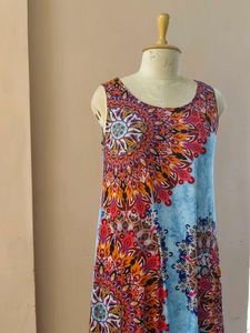 Boho Print Sleeveless Maxi Dress