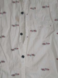 Boy&#39;s White Printed Short Sleeve Shirt