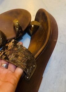Vintage Brown Wedge Sandals