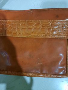 Vintage Orange Croc Embossed Shoulder Bag