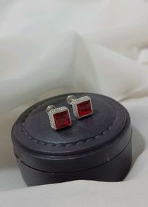 Pure Silver Sterling AD Red Stud