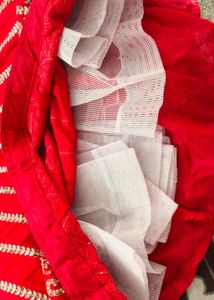 Wedding Gown Pinkis Red, Heavy Dress Embroidery