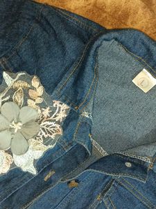 Women&#39;s Denim Jacket,With Flower Print