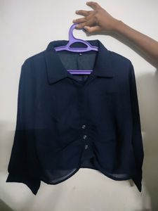 Navy Blue Crop Top
