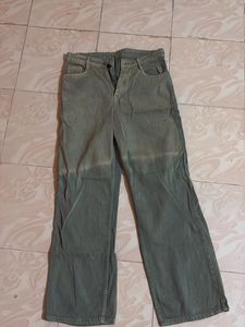 Olive Green Wide Leg Jeans