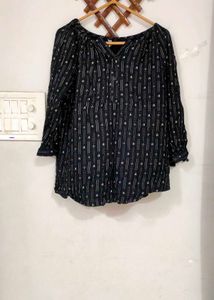 Patterned Black Blouse