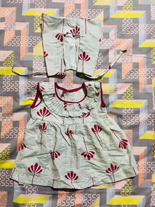 Set Of 2 Hand Made Frocks With Caps