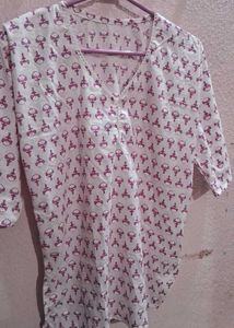White Printed Kurti