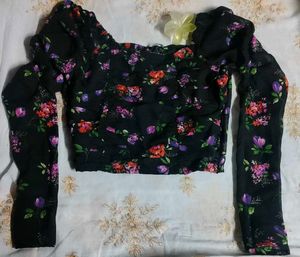 Casual Printed Black Full Sleeves Top 🖤💐