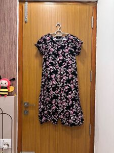 “Fig” Floral Black Dress