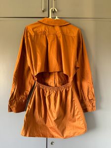 Burnt Orange Shirt Dress - Zara