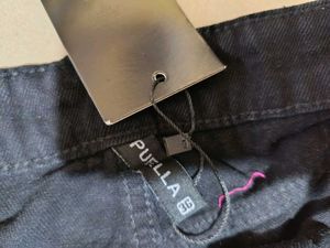 Puella Distressed Black Wide Leg Jeans, 36 Size