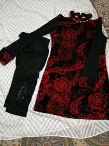 Red &amp; Black Patterned Dress