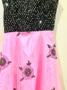 Elegant Black &amp; Pink Party Wear Gown for Gi