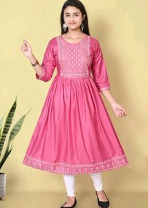 Pink Embroidered Kurta