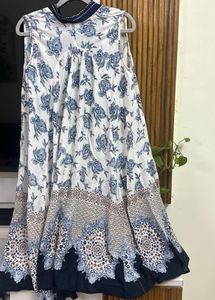 Boutique Made Blue Floral Print Dress, Size:34-36