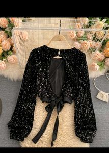 Sequin Embellished Crop Top