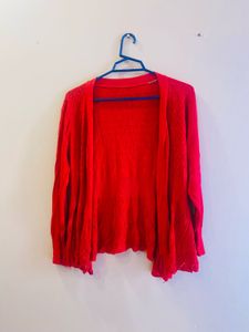 Red Knit Cardigan Shrug