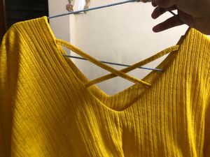 Beautiful Cross Back Mustard Top For Everyday