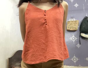 🧶Rustic Orange Button-Front Tank Top🧶