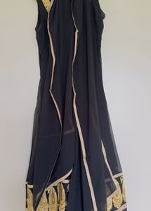 Black With Gold Embroidery Anarkali Suit