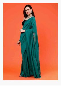 Solid Pure Khadi Cotton Saree With Tassels Attache