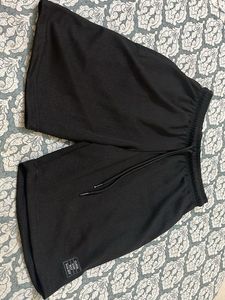 Black Textured Knit Shorts