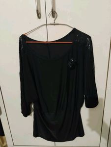 Black Top With Sequence Work On Arm