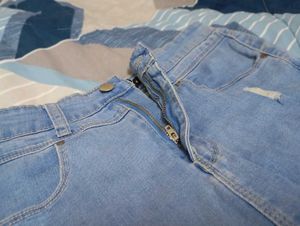 Distressed Denim Mini Skirt
