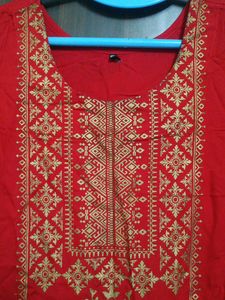 Good Quality Rayon Fabric Red Kurti