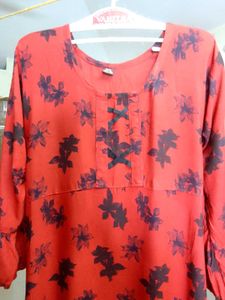 Floral Print Red Dress