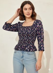 Floral Smocked Peplum Top