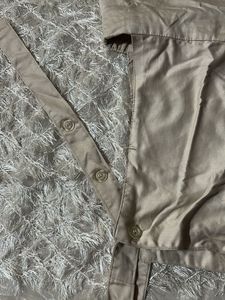 Beige Tie Waist Apron Dress